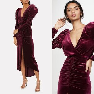 Ronny Kobo | Alicia Dress Velvet Midi Orchid (Red/Purple) XS